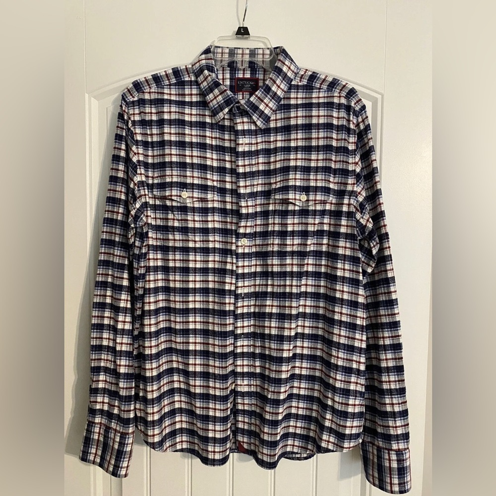 Untuckit Shirt Large Mens Button Up Slim Fit Flannel